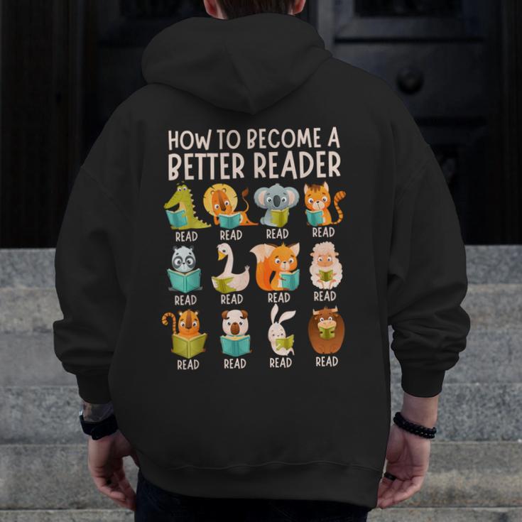 Reading Teacher How To Become a Better Reader Book Lover Fun Men Zip Up Hoodie Back Print, funny design Reading Teacher How To Become a Better Reader Book Lover Fun Men Zip Up Hoodie Back Print, funny design