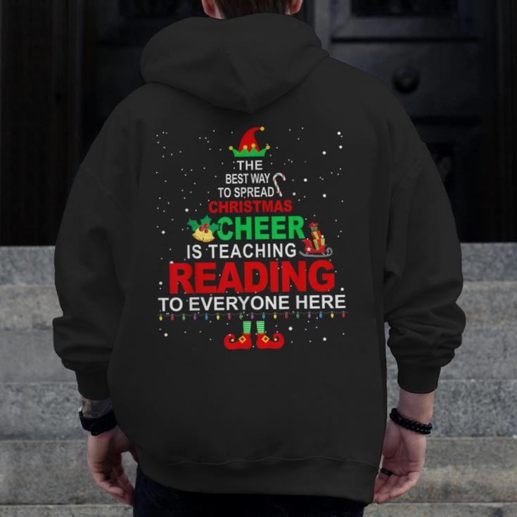 Reading Teacher Christmas Shirt Elf Christmas Cheer For Men Women Men Zip Up Hoodie Back Print, funny design Reading Teacher Christmas Shirt Elf Christmas Cheer For Men Women Men Zip Up Hoodie Back Print, funny design