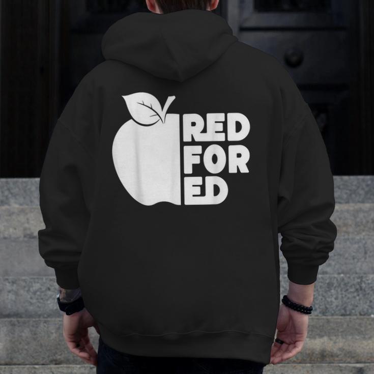 Red For Ed Teacher Support Public Education For Men Women Kids Men Zip Up Hoodie Back Print, funny design
