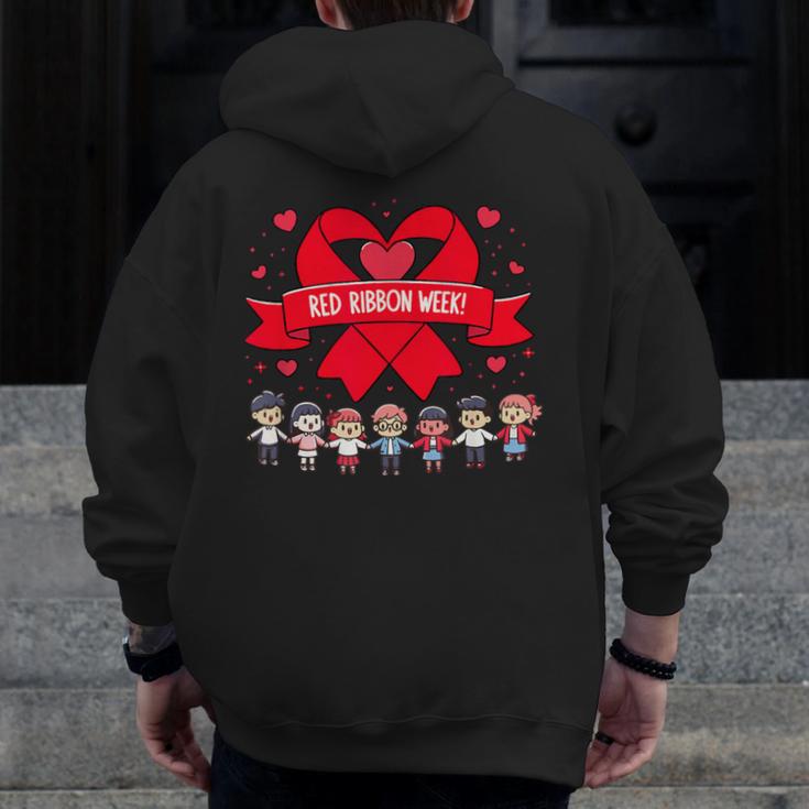 Red Ribbon Week Awareness For Students And Teachers Men Women Girls Kids Men Zip Up Hoodie Back Print, funny design Red Ribbon Week Awareness For Students And Teachers Men Women Girls Kids Men Zip Up Hoodie Back Print, funny design