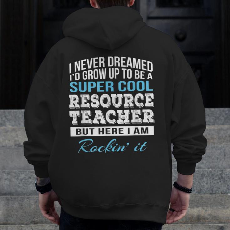 Resource Teacher Tshirt Men Women Men Zip Up Hoodie Back Print, funny design