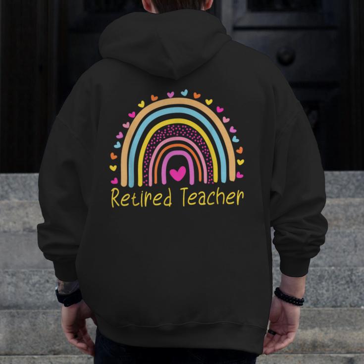 Retired Teacher Rainbow Men Zip Up Hoodie Back Print, funny design Retired Teacher Rainbow Men Zip Up Hoodie Back Print, funny design