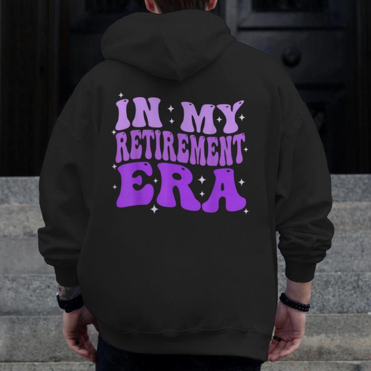 In My Retirement Era Groovy Retired Teacher 2025 Women Men Zip Up Hoodie Back Print, Groovy Teacher Gifts, funny design In My Retirement Era Groovy Retired Teacher 2025 Women Men Zip Up Hoodie Back Print, Groovy Teacher Gifts, funny design