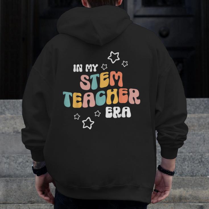 Retro Boho Math Science Professor In My STEM Teacher Era Men Zip Up Hoodie Back Print, Science Teacher Gifts, funny design