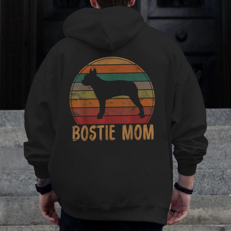 Retro Boston Terrier Mom Dog Mother Pet Bostie Mama Men Zip Up Hoodie Back Print, Couple Gifts, Mom Gifts, Boston Terrier Mom Gifts, funny design