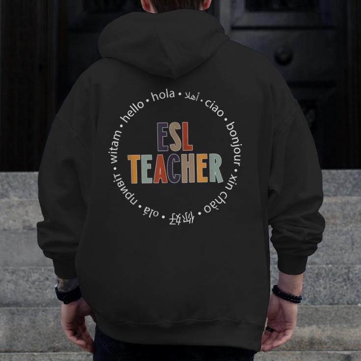 Retro ESL Teacher Teach Multilingual Learners Team Men Zip Up Hoodie Back Print, Esl Teacher Gifts, funny design Retro ESL Teacher Teach Multilingual Learners Team Men Zip Up Hoodie Back Print, Esl Teacher Gifts, funny design