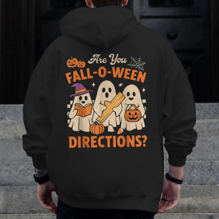 Retro Are You Fall O Ween Directions Ghost Teacher Spooky Men Zip Up Hoodie Back Print, funny design Retro Are You Fall O Ween Directions Ghost Teacher Spooky Men Zip Up Hoodie Back Print, funny design