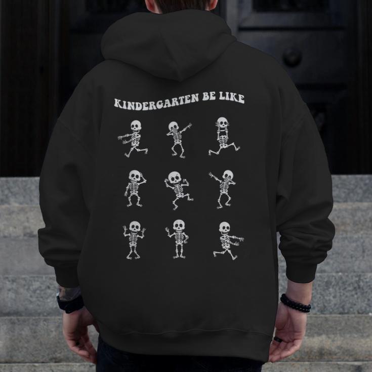 Retro Halloween Kindergarten Teacher Skeleton Trick Or Treat Men Women Kids Men Zip Up Hoodie Back Print, funny design Retro Halloween Kindergarten Teacher Skeleton Trick Or Treat Men Women Kids Men Zip Up Hoodie Back Print, funny design