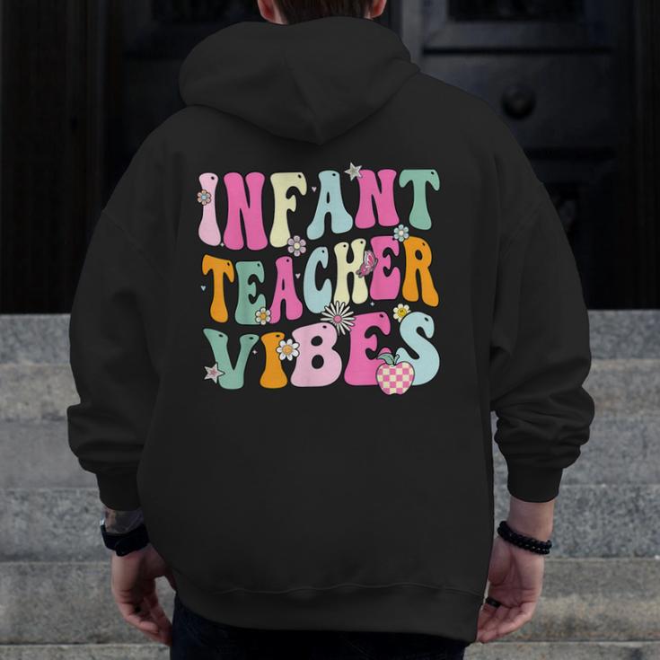 Retro Infant Teacher Vibes Women Daycare Teacher Men Zip Up Hoodie Back Print, funny design Retro Infant Teacher Vibes Women Daycare Teacher Men Zip Up Hoodie Back Print, funny design