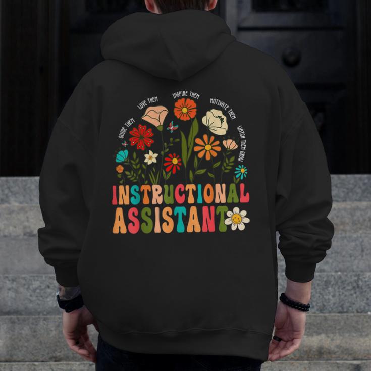 Retro Instructional Assistant Wildflowers Teacher Aide Men Zip Up Hoodie Back Print, funny design Retro Instructional Assistant Wildflowers Teacher Aide Men Zip Up Hoodie Back Print, funny design
