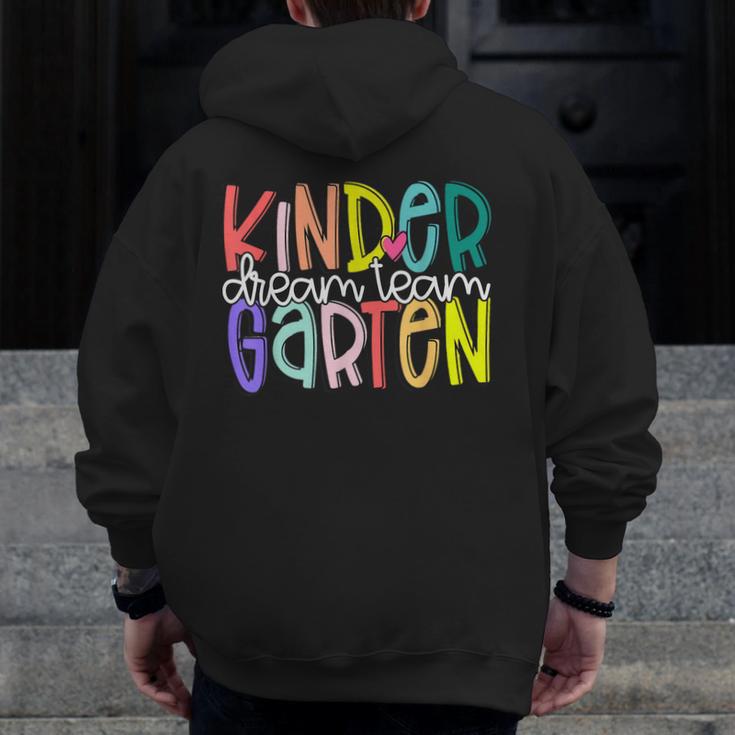 Retro Kindergarten Dream Team Back To School Teacher Kids Men Zip Up Hoodie Back Print, funny design Retro Kindergarten Dream Team Back To School Teacher Kids Men Zip Up Hoodie Back Print, funny design