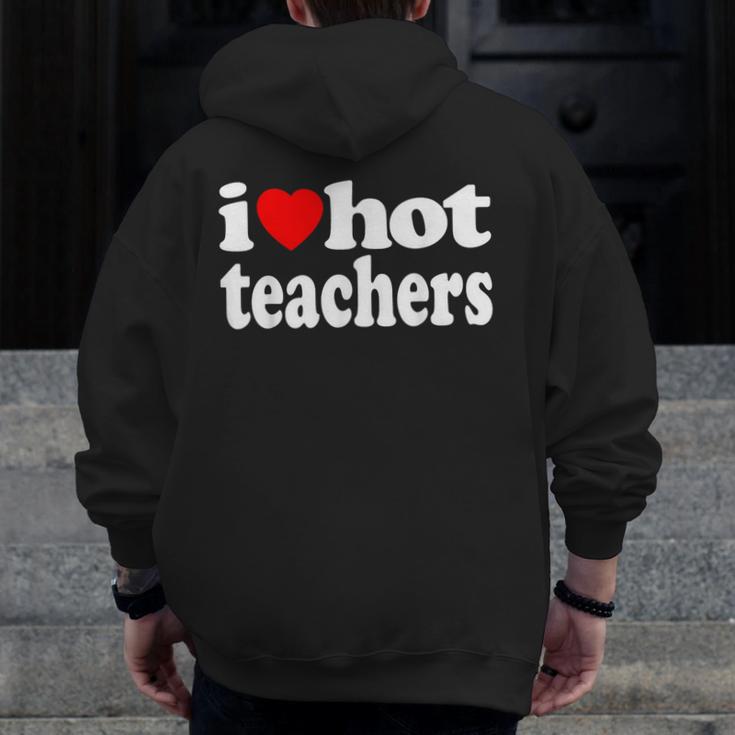 Retro I Love Hot Teachers Vintage I Heart Hot Teacher Men Women Girls Kids Men Zip Up Hoodie Back Print, funny design