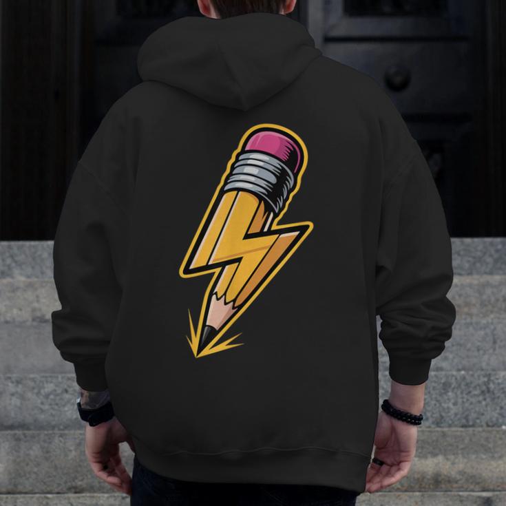 Retro Pencil Pencil Back To School Teacher Student Men Zip Up Hoodie Back Print, funny design