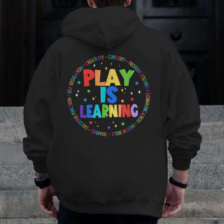 Retro Play Is Learning Teacher Back To School Men Zip Up Hoodie Back Print, funny design Retro Play Is Learning Teacher Back To School Men Zip Up Hoodie Back Print, funny design