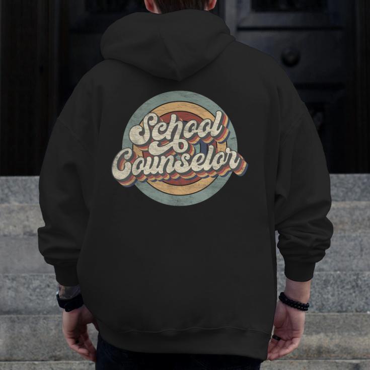 Retro School Counselor Back To School Teacher Squad Crew Men Zip Up Hoodie Back Print, funny design Retro School Counselor Back To School Teacher Squad Crew Men Zip Up Hoodie Back Print, funny design