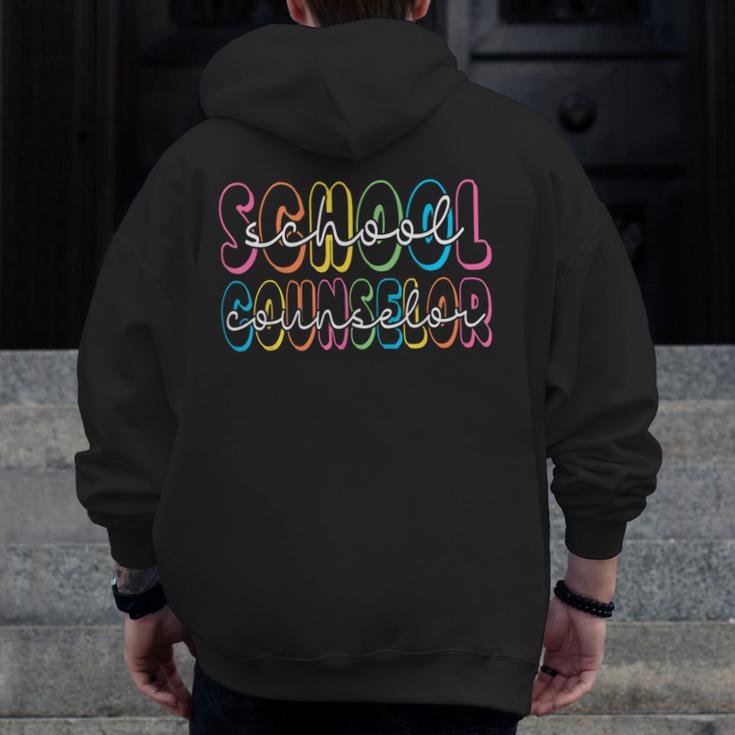 Retro School Counselor Counseling Teacher Appreciation Men Zip Up Hoodie Back Print, funny design Retro School Counselor Counseling Teacher Appreciation Men Zip Up Hoodie Back Print, funny design