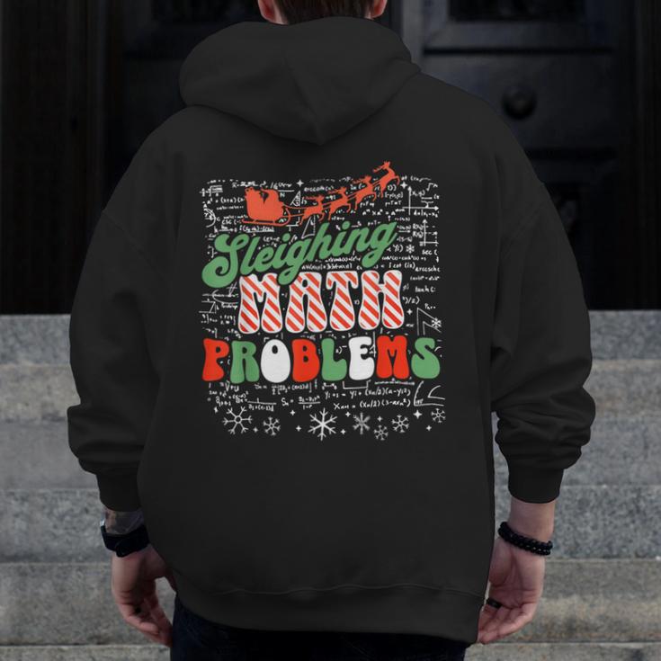 Retro Sleighing Math Problems Santa Math Teacher Christmas Men Zip Up Hoodie Back Print, funny design Retro Sleighing Math Problems Santa Math Teacher Christmas Men Zip Up Hoodie Back Print, funny design