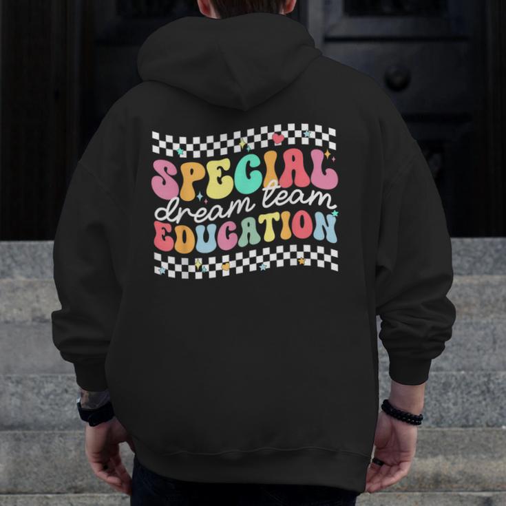 Retro Special Education Squad Groovy Dream Team SPED Teacher Men Zip Up Hoodie Back Print, Groovy Teacher Gifts, funny design Retro Special Education Squad Groovy Dream Team SPED Teacher Men Zip Up Hoodie Back Print, Groovy Teacher Gifts, funny design