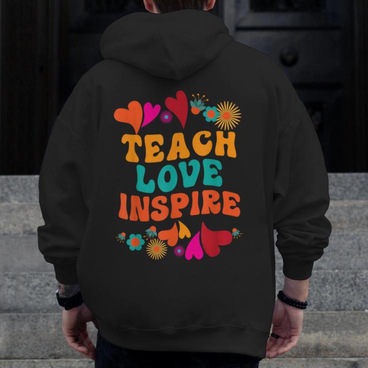 Retro Teach Love Inspire Back To School Teachers Men Zip Up Hoodie Back Print, funny design Retro Teach Love Inspire Back To School Teachers Men Zip Up Hoodie Back Print, funny design