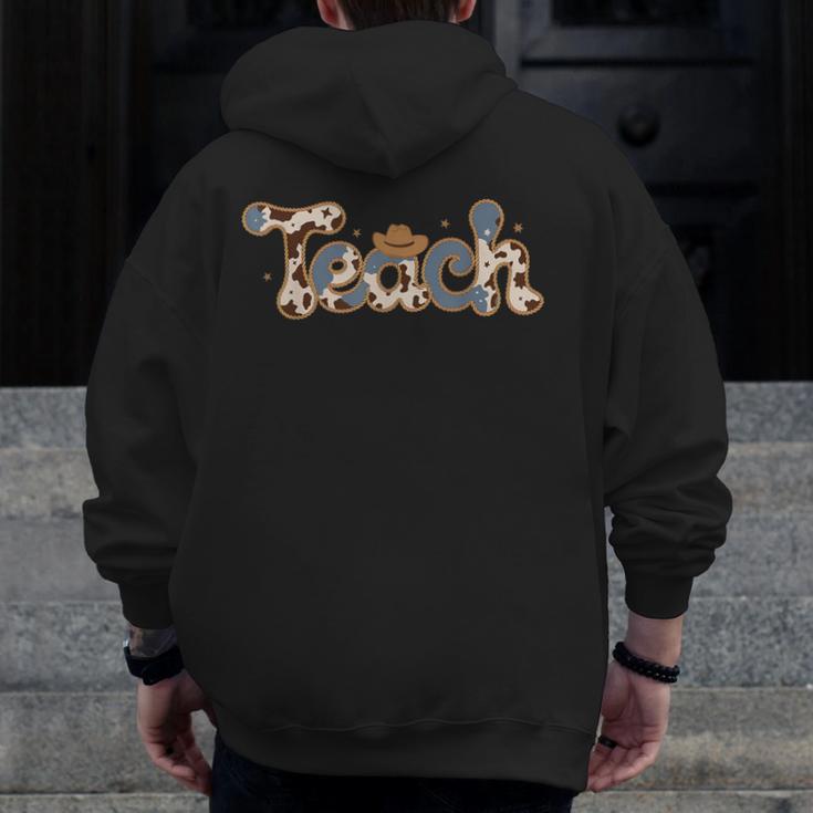 Retro Teacher Western Country Cowboy Cowgirl Back To School Men Zip Up Hoodie Back Print, funny design Retro Teacher Western Country Cowboy Cowgirl Back To School Men Zip Up Hoodie Back Print, funny design