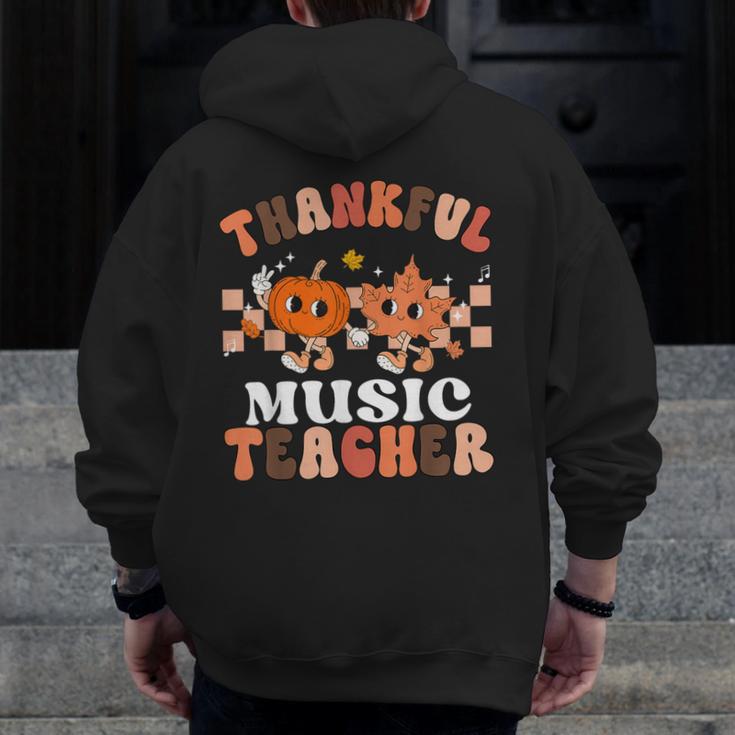 Retro Thankful Music Teacher Pumpkin Fall Thanksgiving Men Zip Up Hoodie Back Print, funny design Retro Thankful Music Teacher Pumpkin Fall Thanksgiving Men Zip Up Hoodie Back Print, funny design