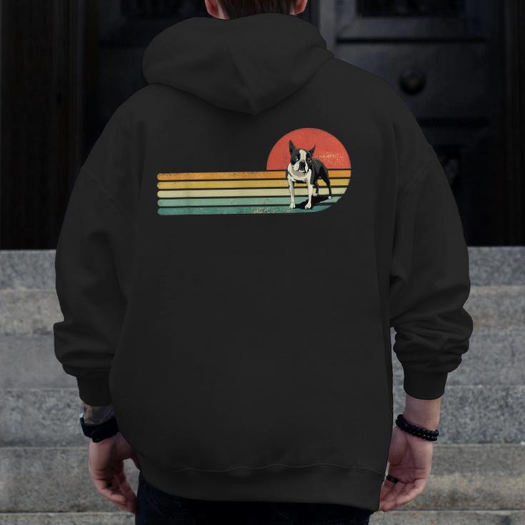Retro Vintage Boston Terrier Dog Lover Boston Terrier Mom Men Zip Up Hoodie Back Print, Couple Gifts, Mom Gifts, Boston Terrier Mom Gifts, funny design