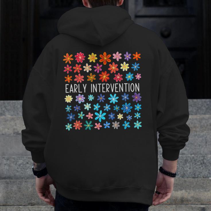 Retro Wildflower Early Intervention Teacher Interventionist Men Zip Up Hoodie Back Print, funny design Retro Wildflower Early Intervention Teacher Interventionist Men Zip Up Hoodie Back Print, funny design