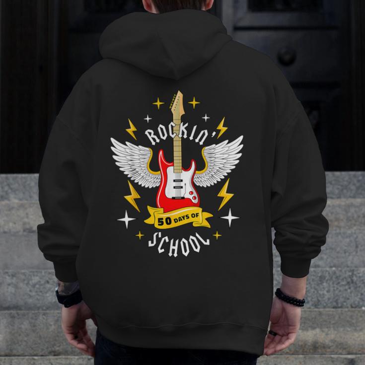 Rockin 50 Days Of School 50th Day Of School Teacher Student Men Women Girls Kids Men Zip Up Hoodie Back Print, funny design