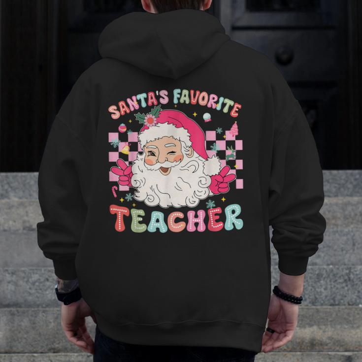 Santa Favorite Teacher Shirt Teacher Christmas Men Zip Up Hoodie Back Print, funny design Santa Favorite Teacher Shirt Teacher Christmas Men Zip Up Hoodie Back Print, funny design