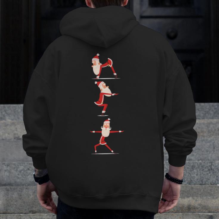 Santa Yoga Poses For Yogi Teacher Christmas Yoga Poses Men Zip Up Hoodie Back Print, funny design Santa Yoga Poses For Yogi Teacher Christmas Yoga Poses Men Zip Up Hoodie Back Print, funny design