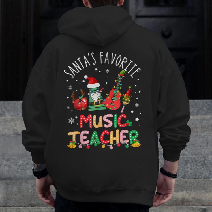 Santa's Favorite Music Teacher Christmas Santa Hat Matching Men Zip Up Hoodie Back Print, funny design Santa's Favorite Music Teacher Christmas Santa Hat Matching Men Zip Up Hoodie Back Print, funny design