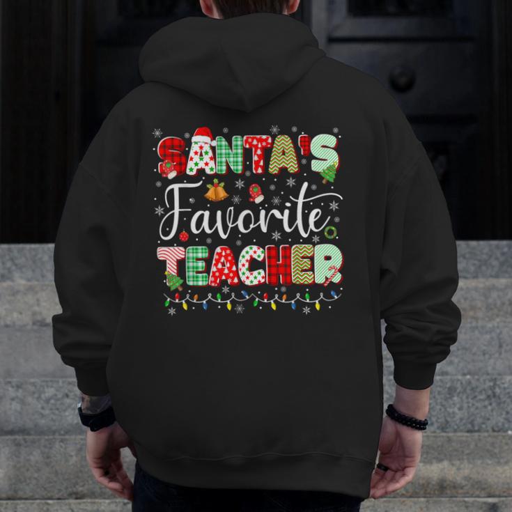 Santas Favorite Teacher Christmas Matching Xmas Men Women Men Zip Up Hoodie Back Print, funny design Santas Favorite Teacher Christmas Matching Xmas Men Women Men Zip Up Hoodie Back Print, funny design
