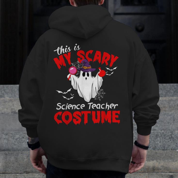 This Is My Scary Science Teacher Costume Ghost Halloween Men Zip Up Hoodie Back Print, Science Teacher Gifts, funny design This Is My Scary Science Teacher Costume Ghost Halloween Men Zip Up Hoodie Back Print, Science Teacher Gifts, funny design