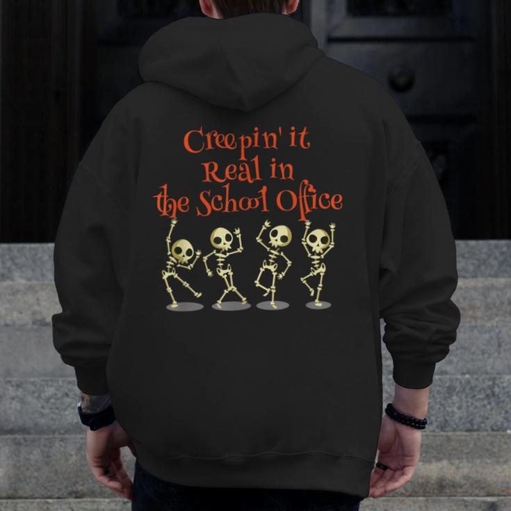 School Office Clerk Creepin' It Real HALLOWEEN Teacher Shirt Men Zip Up Hoodie Back Print, funny design School Office Clerk Creepin' It Real HALLOWEEN Teacher Shirt Men Zip Up Hoodie Back Print, funny design