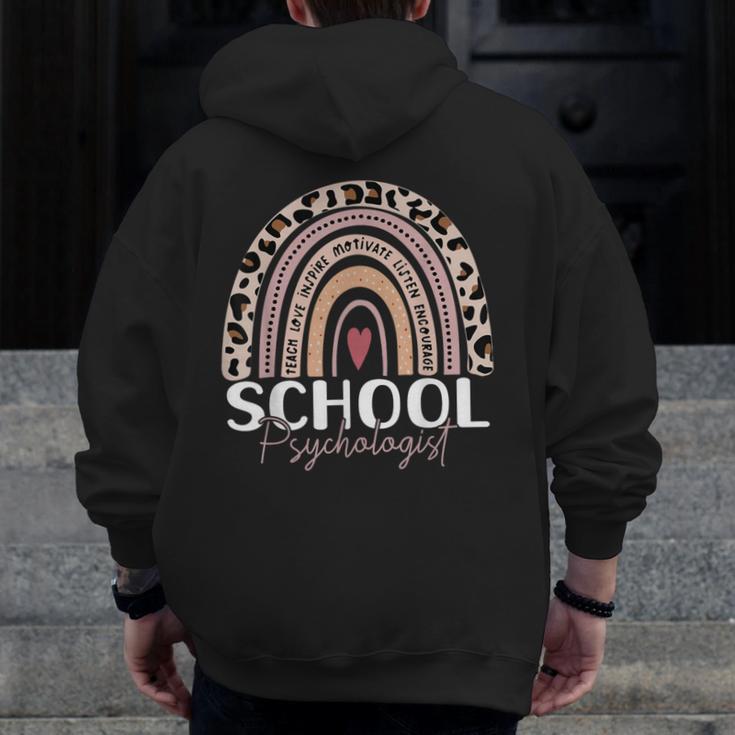 School Psych Teacher School Psychologist Leopard Rainbow Men Zip Up Hoodie Back Print, funny design School Psych Teacher School Psychologist Leopard Rainbow Men Zip Up Hoodie Back Print, funny design