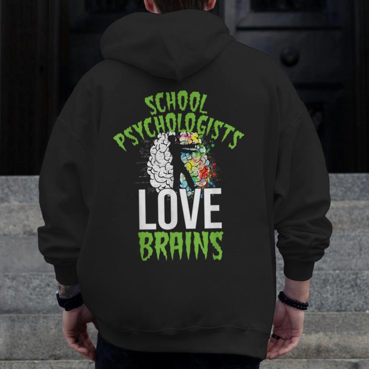 School Psychologists Love Brains Halloween Teacher Counselor Men Zip Up Hoodie Back Print, funny design School Psychologists Love Brains Halloween Teacher Counselor Men Zip Up Hoodie Back Print, funny design