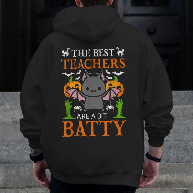 School Teacher A Bit Batty Teaching Bat Halloween Costume Men Zip Up Hoodie Back Print, funny design School Teacher A Bit Batty Teaching Bat Halloween Costume Men Zip Up Hoodie Back Print, funny design