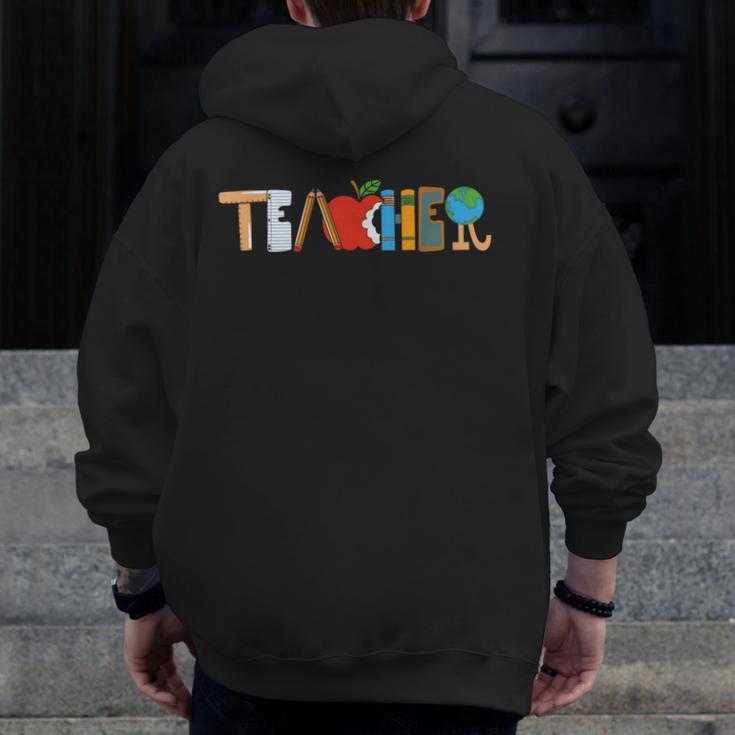 School Teacher Men And Women Back To School Teachers Men Zip Up Hoodie Back Print, funny design