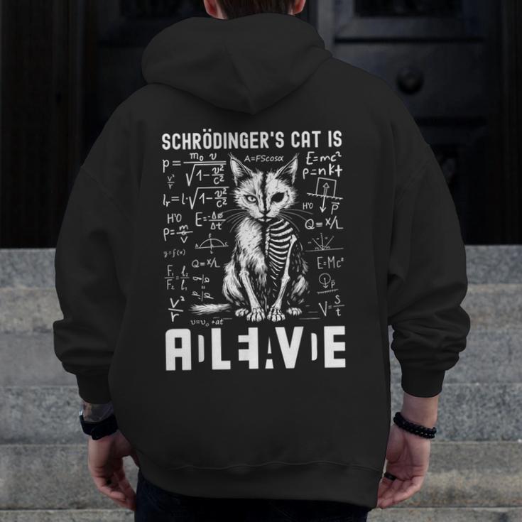 Schrodinger's Cat Dead And Alive Physics Teacher Men Zip Up Hoodie Back Print, funny design Schrodinger's Cat Dead And Alive Physics Teacher Men Zip Up Hoodie Back Print, funny design