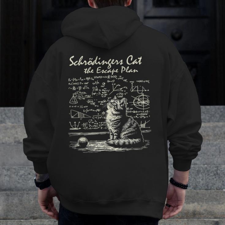 SchröDinger's Cat Escape Plan Science Teacher For Men Women Kids Men Zip Up Hoodie Back Print, Science Teacher Gifts, funny design