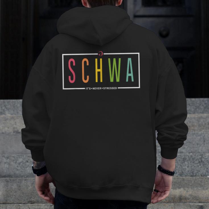 Schwa Teacher Reading Literacy For English Grammar Teachers Men Zip Up Hoodie Back Print, English Teacher Gifts, funny design Schwa Teacher Reading Literacy For English Grammar Teachers Men Zip Up Hoodie Back Print, English Teacher Gifts, funny design