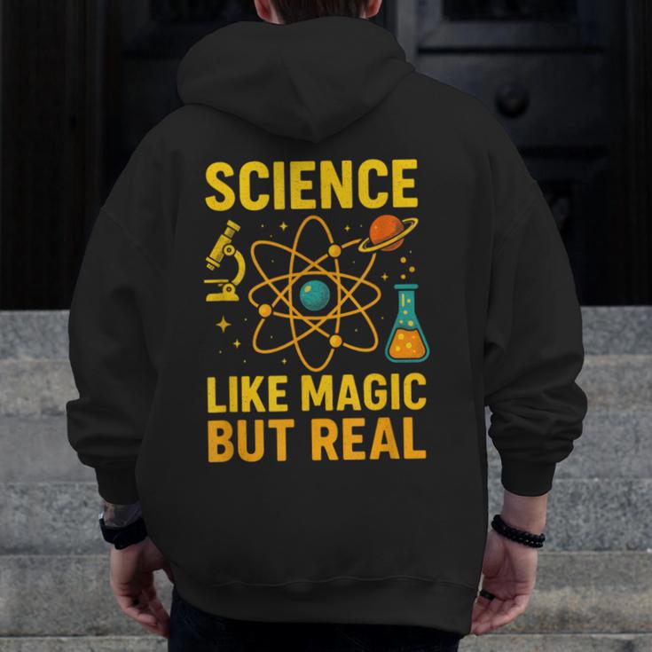 Science Like Magic But Real Nerdy Teacher Men Zip Up Hoodie Back Print, Science Teacher Gifts, funny design