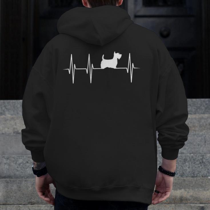 Scottish Terrier Dog Heartbeat Scottie Dog Lover T-Shirt Men Zip Up Hoodie Back Print, funny design