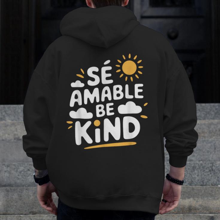 SÉ AMABLE Be Kind Bilingual Teacher Maestra Spanish Teacher Men Zip Up Hoodie Back Print, funny design SÉ AMABLE Be Kind Bilingual Teacher Maestra Spanish Teacher Men Zip Up Hoodie Back Print, funny design