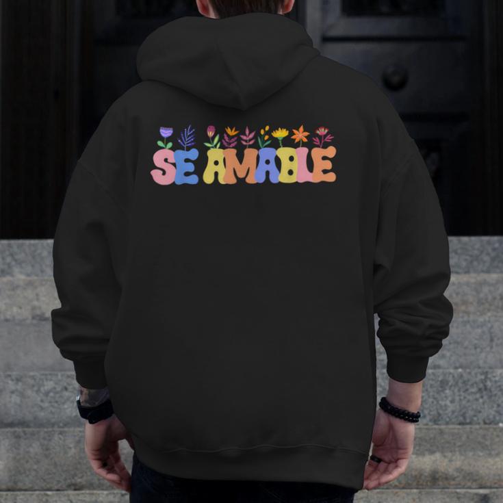 Se Amable Be Kind In Spanish Groovy Teacher Flowers Men Zip Up Hoodie Back Print, Groovy Teacher Gifts, funny design Se Amable Be Kind In Spanish Groovy Teacher Flowers Men Zip Up Hoodie Back Print, Groovy Teacher Gifts, funny design