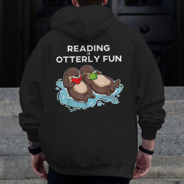 Sea Otter Book Reading Shirt For Bookworm Teachers Men Zip Up Hoodie Back Print, funny design Sea Otter Book Reading Shirt For Bookworm Teachers Men Zip Up Hoodie Back Print, funny design