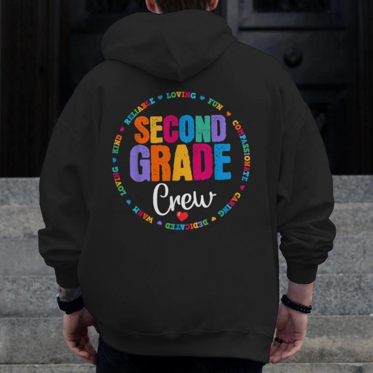 Second Grade Crew 2nd Back To School Teacher Team Squad Men Zip Up Hoodie Back Print, 2nd Grade Teacher Gifts, funny design