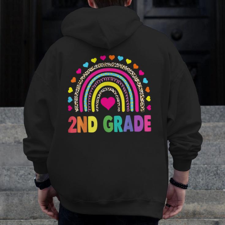 Second Grade Rainbow Girls Boys Teacher Team 2nd Grade Squad Men Zip Up Hoodie Back Print, 2nd Grade Teacher Gifts, funny design