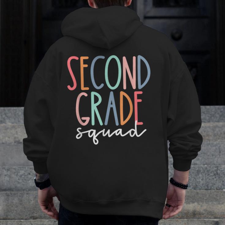 Second Grade Squad 2nd Grade Teacher Women Back To School Men Zip Up Hoodie Back Print, 2nd Grade Teacher Gifts, funny design