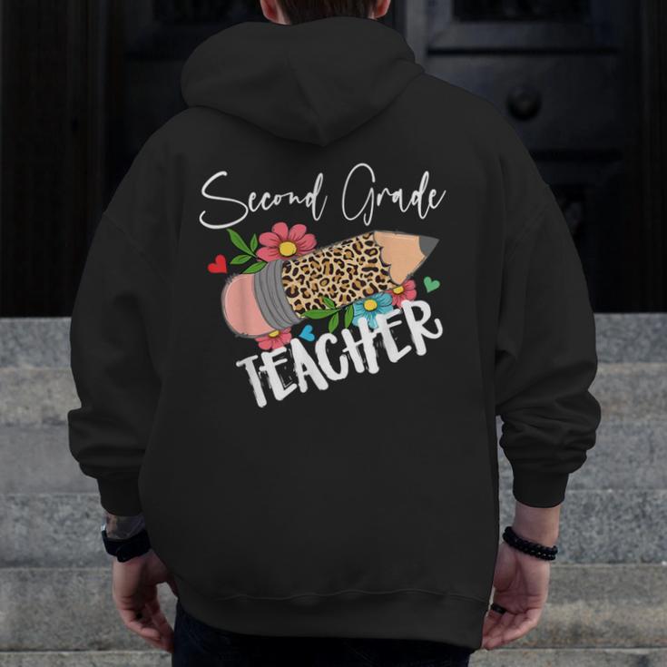 Second Grade Teacher Leopard Pencil 2nd Grade Women Teacher Men Zip Up Hoodie Back Print, 2nd Grade Teacher Gifts, funny design Second Grade Teacher Leopard Pencil 2nd Grade Women Teacher Men Zip Up Hoodie Back Print, 2nd Grade Teacher Gifts, funny design